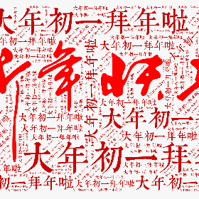 大年初一拜年啦-wordart poster