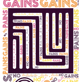 NO PAINS NO GAINS 2019.02.16-wordart poster