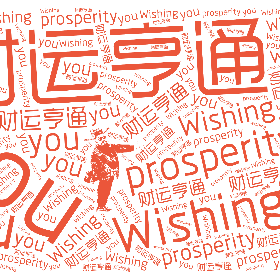 财运亨通 Wishing you prosperity-wordart poster