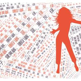 红裙子、健美裤、喇叭裤、蓝、黑、灰、绿、-wordart poster