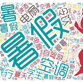 暑假 夏天 避暑 空调 电扇 旅行 自驾游 啤酒 凉茶 冷饮 毕业季 学生 补习班-word2art poster
